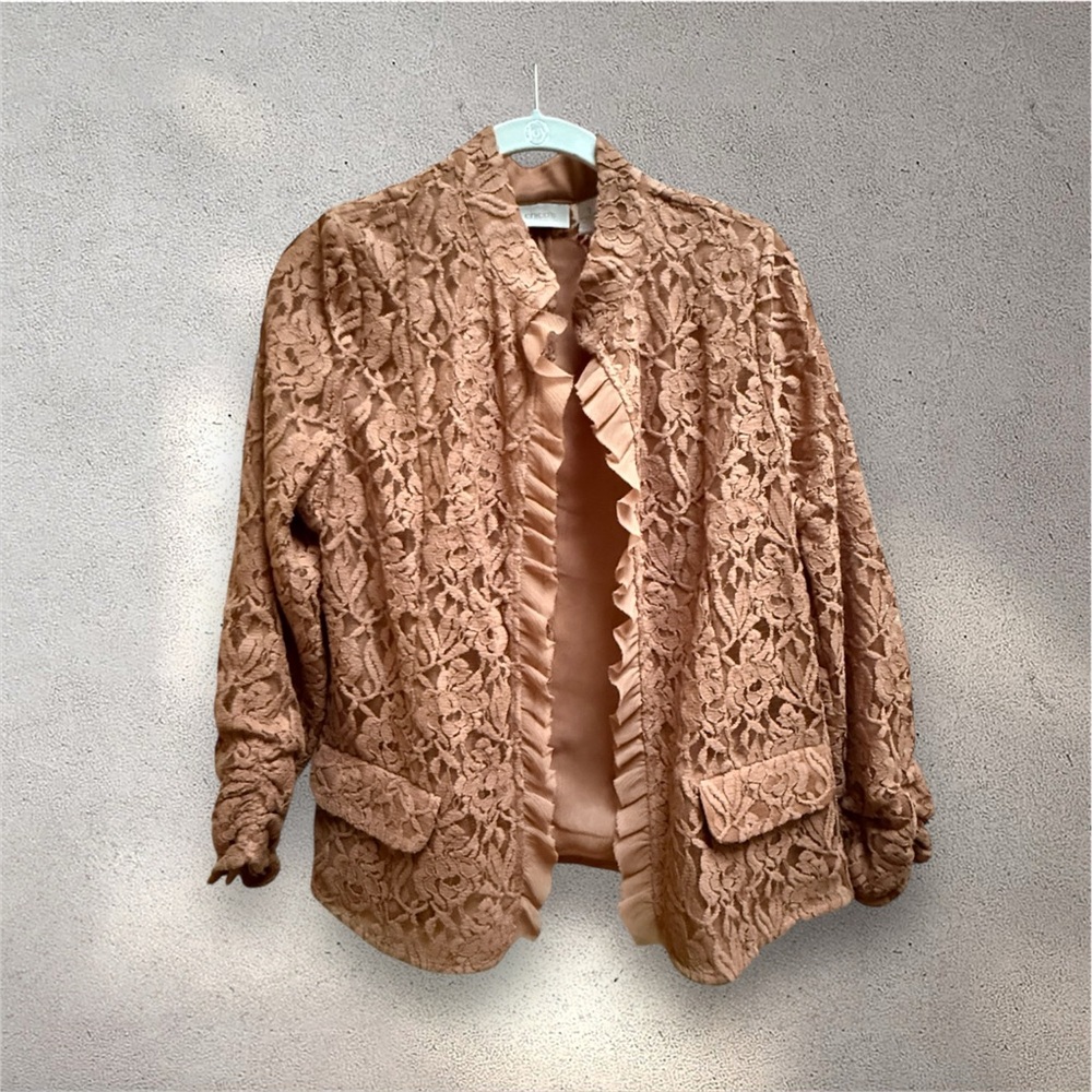 Chico's Textured Lace Jacket in Brown